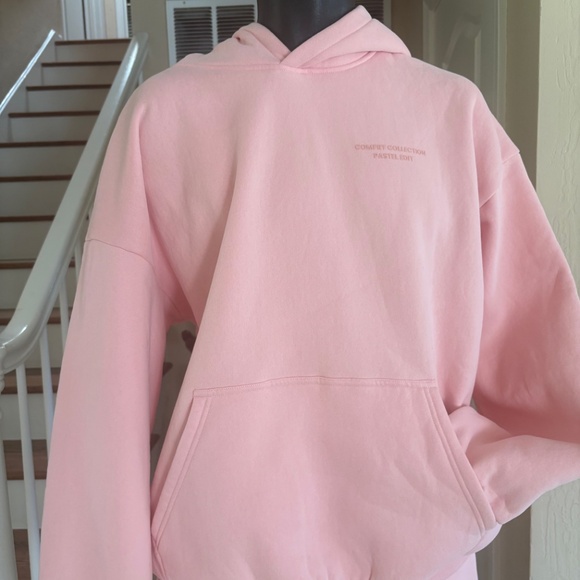 NWOT Comfrt Cozy Pastel Pink Hoodie & Sweat Pants 2 Piece Set Unisex XL - Picture 4 of 6